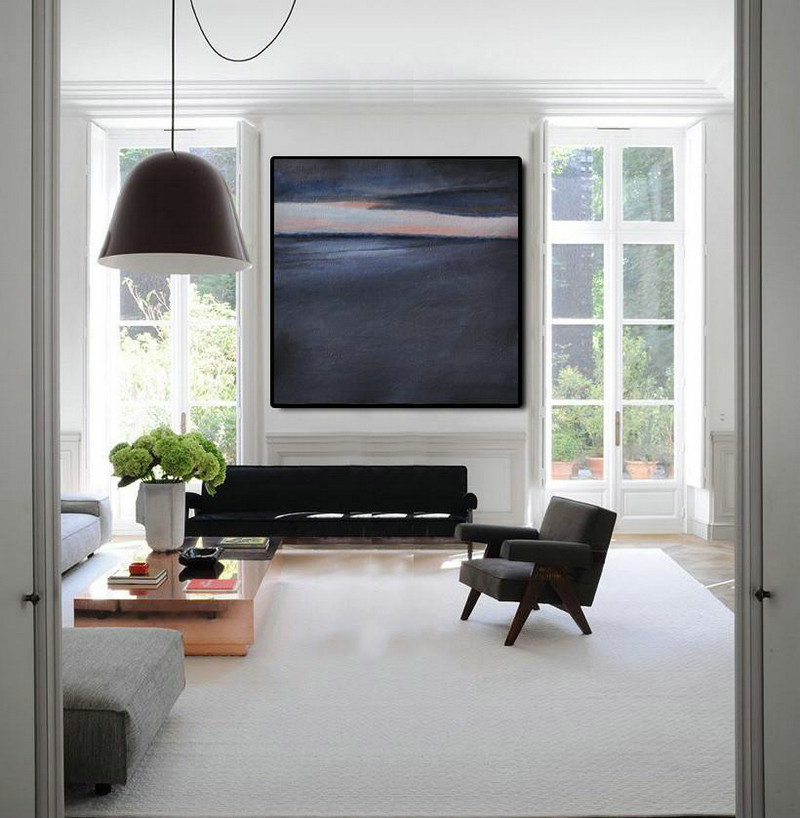 Hand Painted Extra Large Abstract Painting,Oversized Abstract Landscape Painting,Abstract Oil Painting,Black,Dark Blue,Gray.etc